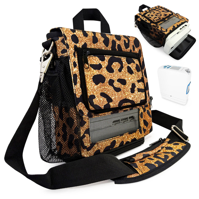 Inogen One G5/Inogen Rove 6 Carry Bag in Leopard + Backpack with 5 nasal cannula bundle