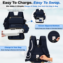 Lightweight Inogen Rove 6 Backpack by o2totes/Navy Quilted Fabric, breathable mesh panels, padded straps, zippered bottom