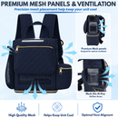 Lightweight Inogen Rove 6 Backpack by o2totes/Navy Quilted Fabric, breathable mesh panels, padded straps, zippered bottom