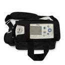 Inogen One G5 portable oxygen concentrator in a black carry bag with shoulder strap
