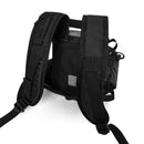 Black Inogen One G3 backpack with padded straps and mesh side pocket, rear view