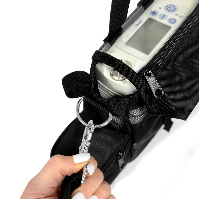 Inogen One G4/Inogen Rove 4 Carry Bag w/Pockets - Black by o2totes with zippered bottom, pockets