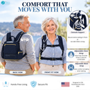Lightweight Inogen Rove 6 Backpack by o2totes/Navy Quilted Fabric, breathable mesh panels, padded straps, zippered bottom