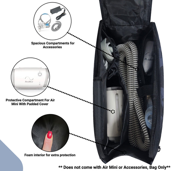 CPAP travel bag fit for ResMed Mini, Micro Travel Auto CPAP - Transcend, Z2 cpap machine in leopard print - O2TOTES