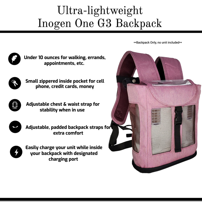 Ultra Lightweight Inogen one G3 Backpack/Maroon - O2TOTES