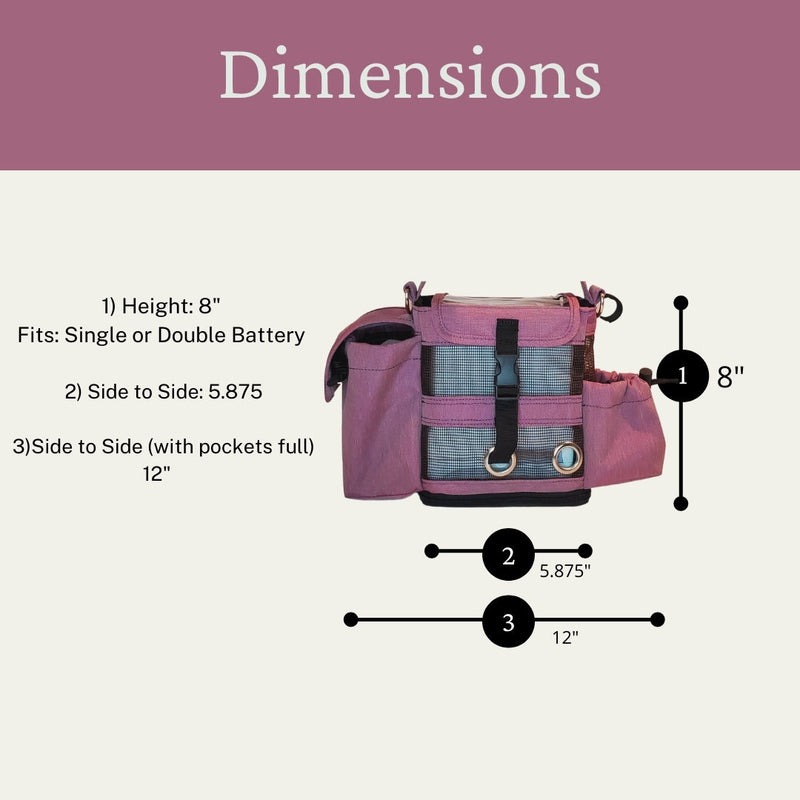 Inogen One G4 Carry bag in burgundy/Carry Handle, Pockets for Extra Inogen Accessories - O2TOTES